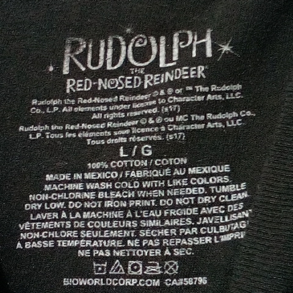 Rudolph the Red Nosed Reindeer black Christmas t-shirt - Picture 3 of 5
